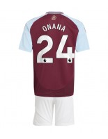 Aston Villa Amadou Onana #24 Hjemmedraktsett Barn 2024-25 Korte ermer (+ bukser)